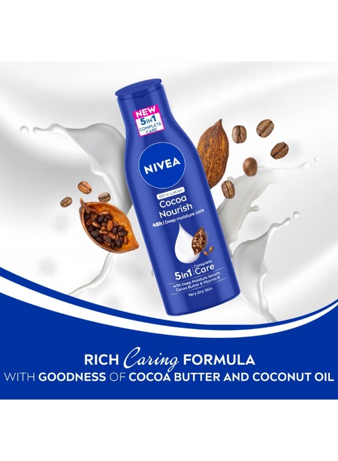 NIVEA Cocoa Nourish 200ml Body Lotion with Deep Moisture Serum| 48 H Moisturization | With Cocoa Butter & Coconut Oil | Non Greasy & Healthy Looking Skin |For Very Dry Skin - Image 2